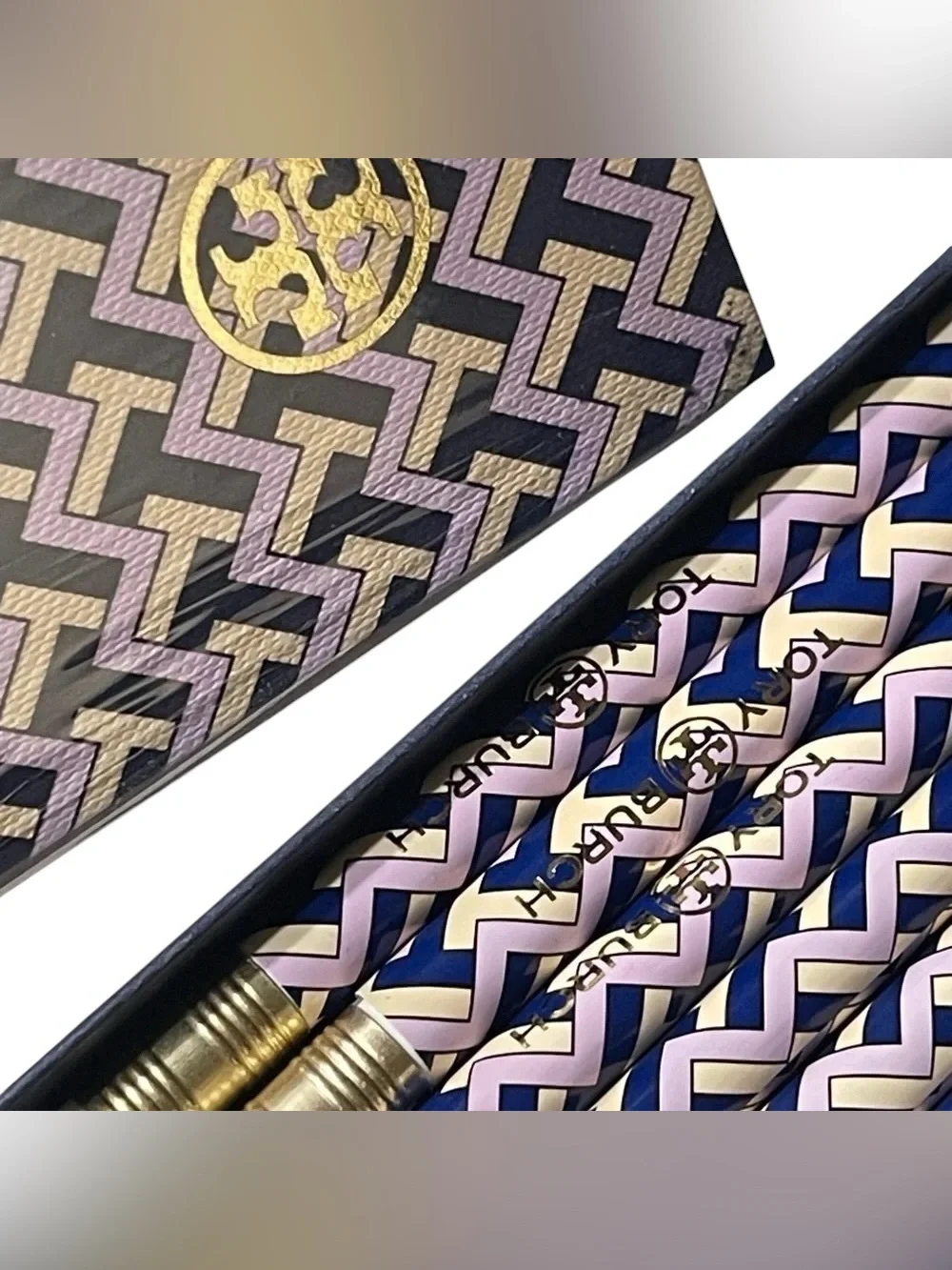 RARE RARE Tory Burch Vintage T-Zag Stationery Pencil Set NIB